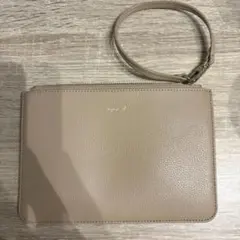 アニエスベー　ベージュ ポーチ ストラップ付き