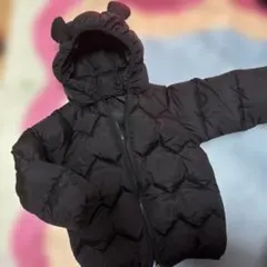 SHEIN ブラック耳付きフード中綿コート 110 120 シーイン　くま耳
