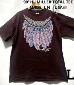 【希少】USA製　エキゾチックカラー　羽飾り柄　Tシャツ Lサイズのサムネイル