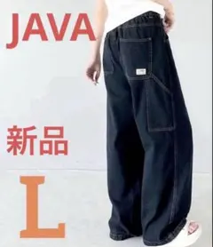 ［新品］java ワイドデニムパンツ ペインター　ネイビー　Lサイズのサムネイル