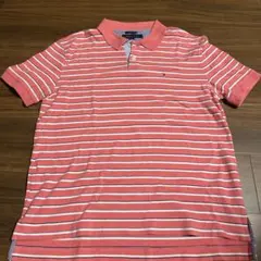 TOMMY HILFIGER ピンクストライプ ポロシャツ L