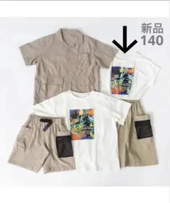新品 ブリーズBREEZE サファリリンクワンピース 半袖 夏 女の子 140