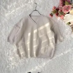 URBAN RESEARCHＶネックニットセーター（F）グレージュ系　透かし編み