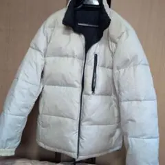 ユニクロ、リバーシブル、アイボリー キルティングダウンジャケット