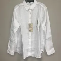 新品タグ付　無印 白 リネン 洗いざらし レギュラーカラー 長袖Ｔシャツのサムネイル