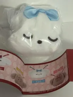 ちょんまげこいぬの巾着ポーチ　リボン　犬　ガチャ　小物入れ　ブルー　水色