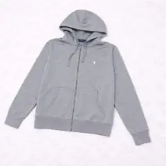 【極美品】ポロ ラルフローレン グレー フルジップ パーカー ホワイトポニー