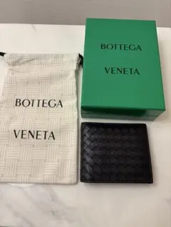 BOTTEGA VENETA 二つ折り財布 黒 付属品あり