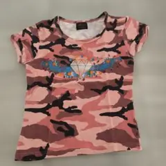 迷彩ピンク ダイヤモンドプリント 半袖Tシャツ