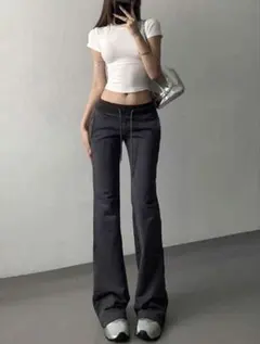 SHEIN スウェットパンツ　フレアパンツ　ダークグレー　M
