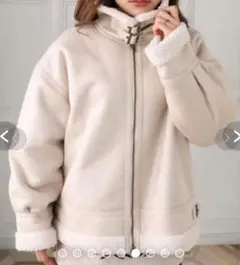 moment+ フェイクレザー×ボアフェイクムートンフライトジャケットブルゾン