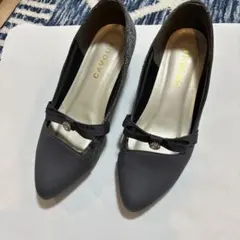 CAVOUR グリッター パンプス ビジューリボン付 Lサイズのサムネイル