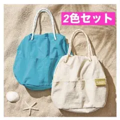 カルディ夏のコーヒーバッグ2025オリジナル　ロープハンドル　ブルー&アイボリー