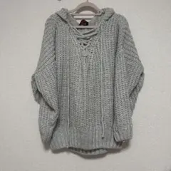 DaTuRa フード付きグレーニットセーター