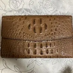 クロコダイル風ハンドバッグ型長財布 ブラウン