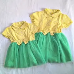 姉妹 Moujonjon 花柄 半袖ワンピース 100cm 120cm