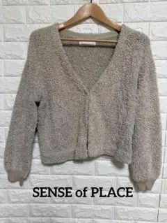 SENSE of PLACE ベージュ Vネック カーディガン 長袖
