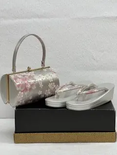 花柄 和装用バッグと草履セット　礼装　振袖　成人式　Lサイズ