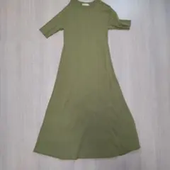 ROPÉ PICNIC 半袖ロングニットワンピース 38 オリーブグリーン