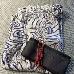 2000円オフ！山本寛斎浴衣 帯 下駄 バック4点セット 黒地 花柄