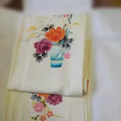 訪問着反物 花柄 クリーム色　正絹