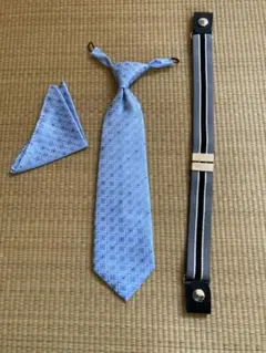 キッズ　水色 ネクタイ・ハンカチとベルト　3点セット　卒園式・入学式