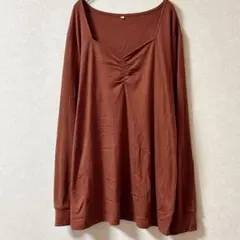 ブラウン 茶色 長袖カットソー 海外古着 シンプル 一点物 インポート
