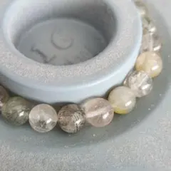 め*こ様 天然石 ミックス ルチル ブレスレット 189a 8mm グリーン系