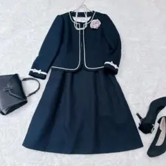 正統派 QuatreEpice オケージョン ワンピースセットアップ 卒入式 紺