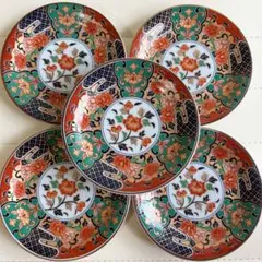 有田焼　吾山窯　小皿揃え　5枚セット　金彩古伊万里　染錦　赤絵　和食器　花唐草
