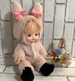 メルちゃんサイズハンドメイド服　ぼこふわうさぎの着ぐるみとブーツのセット