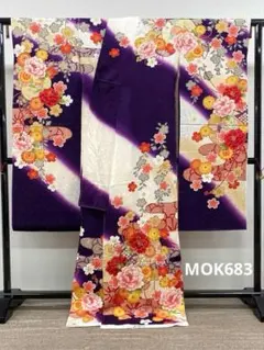 振袖 仮絵羽 舞台衣装 金駒 金彩 正絹 未仕立て品 八掛付き MOK858