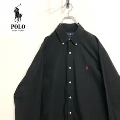 超人気❗️ラルフローレン　ワンポイントロゴシャツ　L 90s刺繍古着希少レア長袖