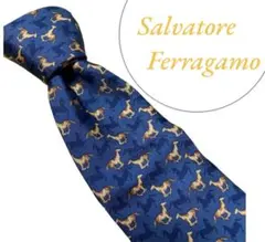 SalvatoreFerragamo フェラガモ ネクタイ ネイビー 総柄