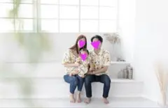 家族写真　リンクコーデ　夏　ママ　パパ　娘　80 前撮り　後撮り
