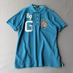 パーリーゲイツ 半袖ポロシャツ ターコイズブルー ワッペン サイズ5