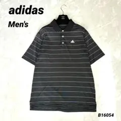adidasアディダス　メンズ　ゴルフシャツ　ポロシャツ　ブラック　ボーダー