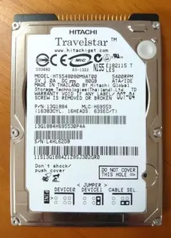 ＨＩＴＡＣＨＩ製２.５インチＩＤＥ接続ＨＤＤ８０ＧＢ