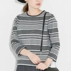センスオブプレイス　ボーダー　ニット　プルオーバー　グレー　カットソー　春秋