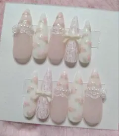 ネイル チップ バラ 薔薇 フレンチガーリー 量産型 ワンホン 現品 オーダー