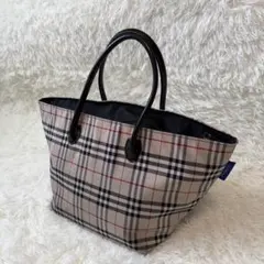 バーバリーブルーレーベル ノバチェック 船型 トートバッグ ベージュ A4