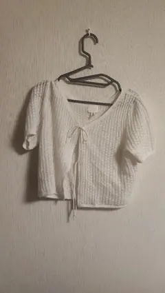 H&M　半袖ニット　カーディガン　ホワイト