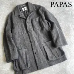 【美品】Papas パパス ロングコート Mサイズ 日本製 ウール 美品】Papas パパス ロングコート Mサイズ 日本製 ウール
