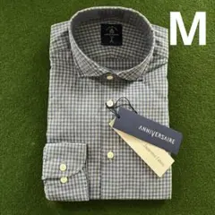 メンズシャツANNIVERSAIRE チェック柄ドレスシャツM綿100%タグ付き