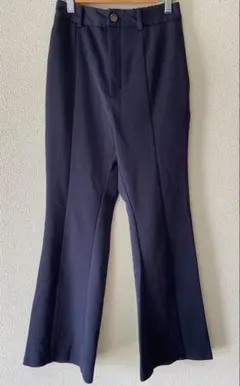 ネイビー フレアパンツ ゴムウエスト GU