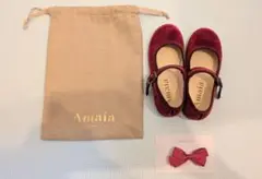 Amaia ベロアシューズ ワインレッド＆ヘアクリップ
