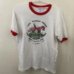 80s Hanes スポーツカーグラフィックリンガーT