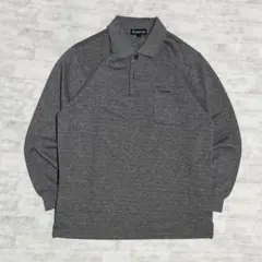 ポロシャツ 長袖 グレー シンプル メンズ Mサイズ 古着