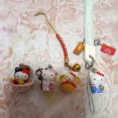 ハローキティ 　ご当地ストラップ、ファスナーマスコット４個セット