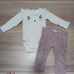 H&M クマ顔ロンパースと花柄レギンスセット